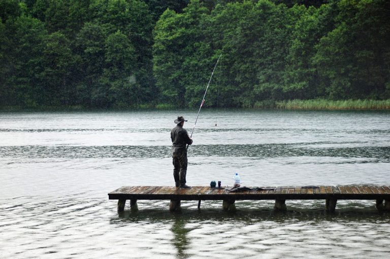 Man Fishing on a Dock