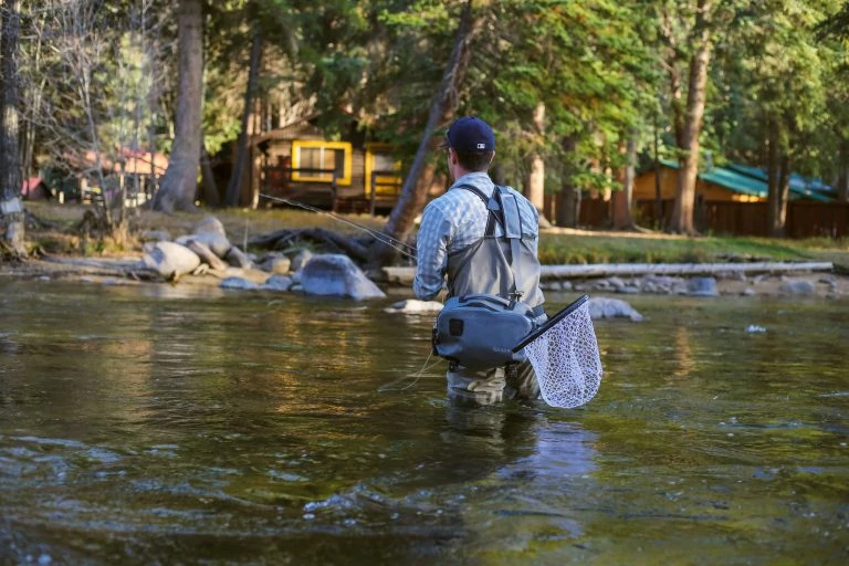 Man Fishing in a River