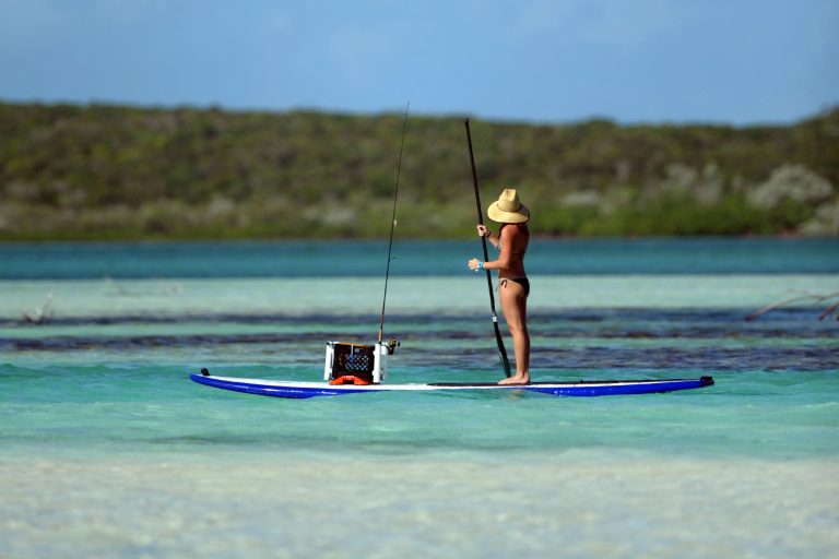 Woman Fishing on a Paddleboard