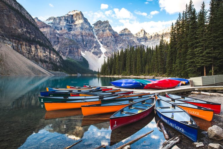 Canoes at a Lodge
