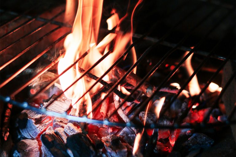 Flame on a Grill Close Up